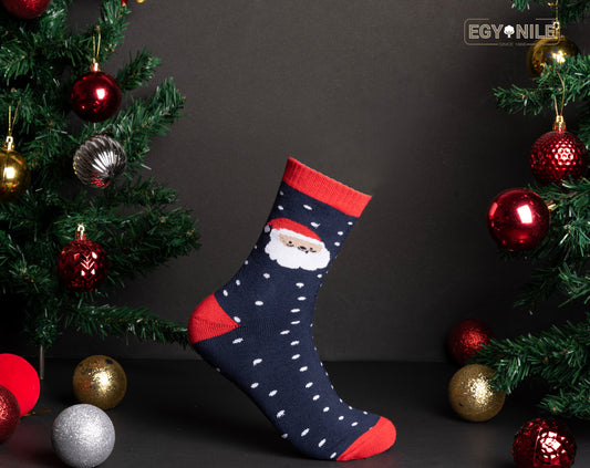 802- Free size Warm, Winter, Fluffy, Cozy and Thick Blue Christmass Socks