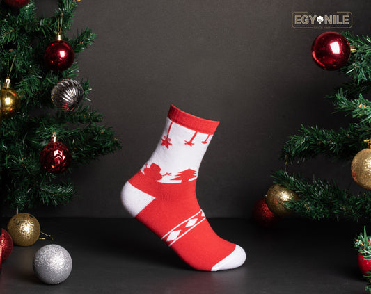 808- Free size Warm, Winter, Fluffy, Cozy and Thick Red & White Christmass Socks